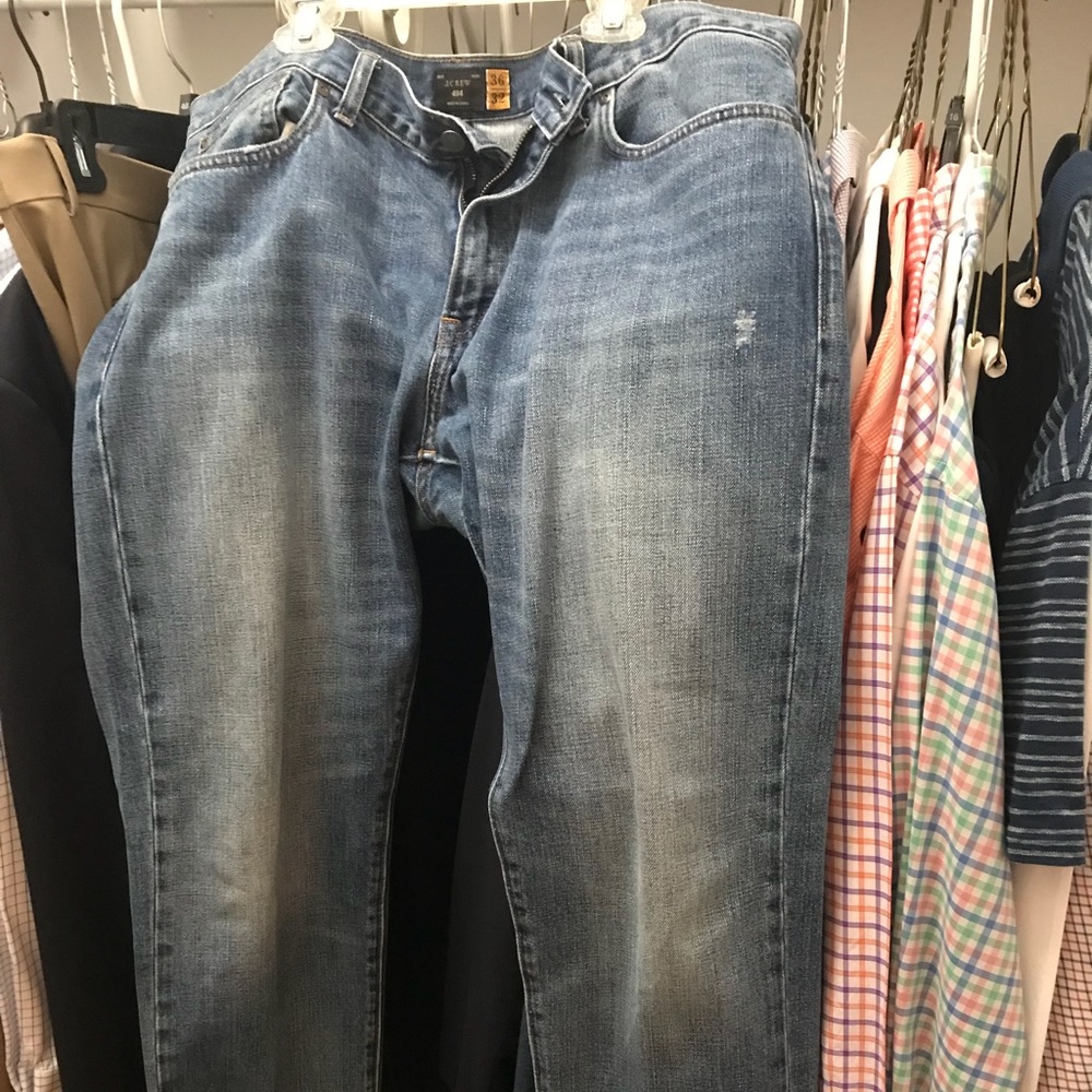 Distressed J Crew men’s jeans